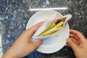 Thai-style steam fish recipe - lemongrass are stuffed into fish belly